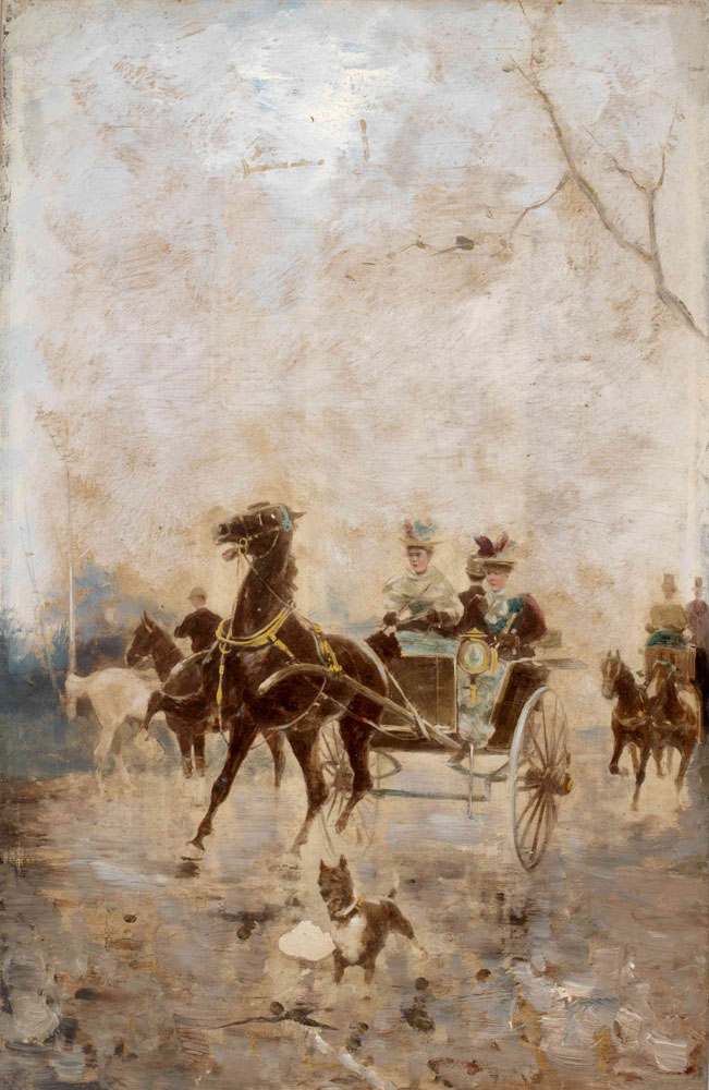 2. Alfred Tominc (?), Enovprežna kočija z damami, Narodni muzej Slovenije (foto: Tomaž Lauko) Bilten17-18MikolicSl02